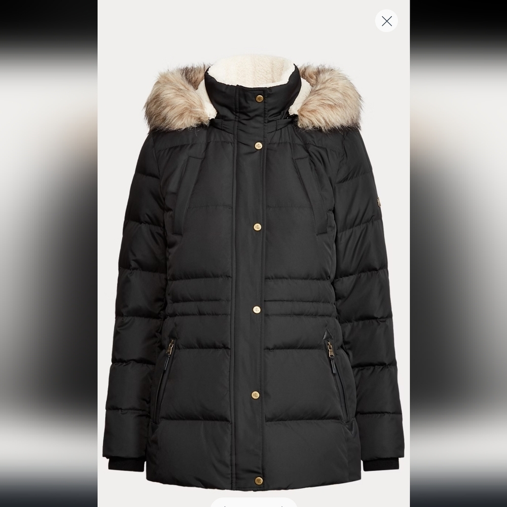 Lauren Ralph Lauren Quilted Down & Feather Fill Hooded Puffer Jacket XXL